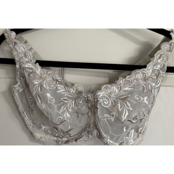 Soma Sensuous Lace Sheer Unlined Underwire Embroidered Bra Sand Size 34G - Picture 1 of 4
